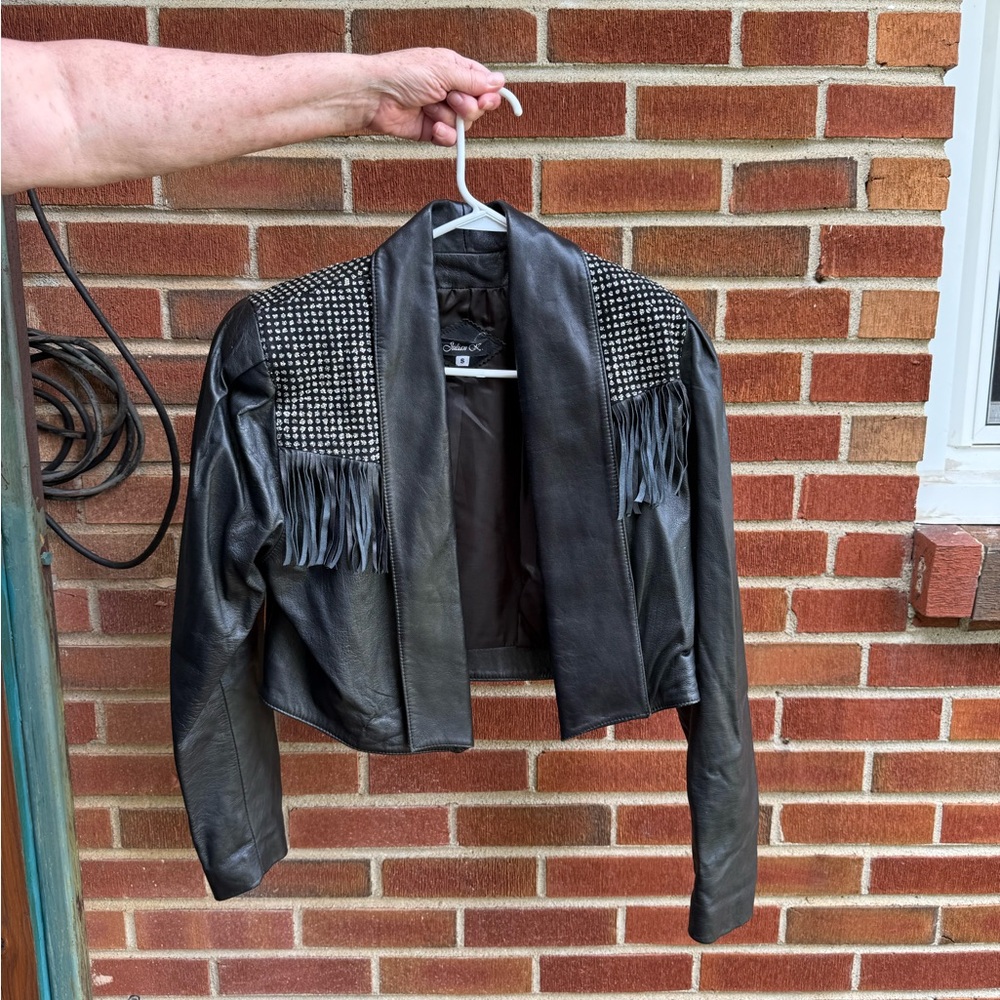 Black Leather Fringe Motorcycle Jacket